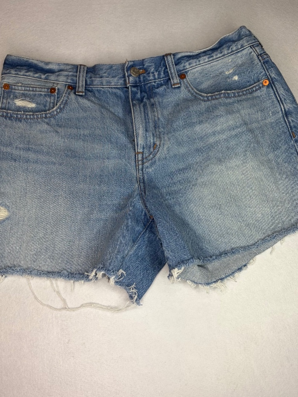 Madewell Perfect Vintage Short Button-Fly High Rise Cutoff Denim Light Wash 29